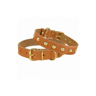 Luxury adjustable Pet Accessories Custom Brand Designer design Genuine Leather Dog Collar Padded with Alloy Buckle