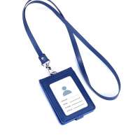 Retractable ID Badge Holder Credit Card Case Badge Holder Wallet With ID Window PU id Card Holder With Lanyard