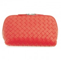 Cheap Customized  Weave PU leather cosmetic bag portable makeup case