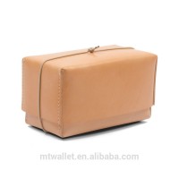 leather make-up case vegetable tan leather cosmetic bag leather saving case