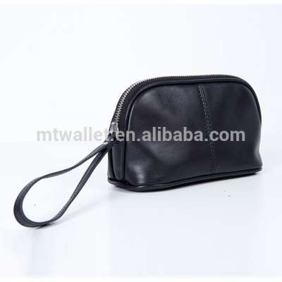 Black Small Leather Wristlet Clutch Wallet Makeup Bag For Women